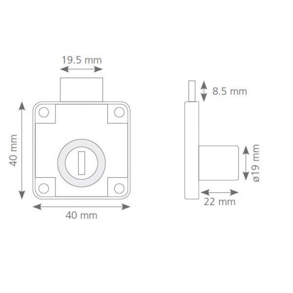 Çekmece Kapak Dolap Mobilya Kilidi Kare - 3