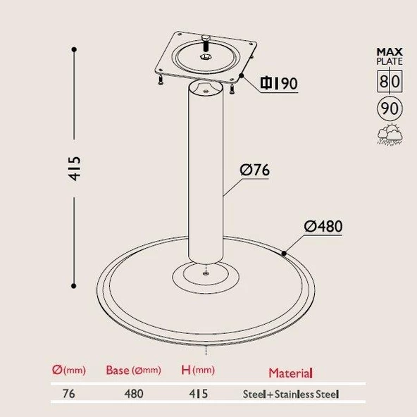 Tablalı Sehpa Ayağı 13.194 - Taban Çapı 48cm - Resim 2
