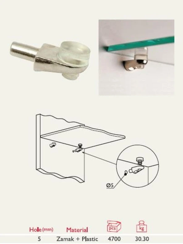 Cam Raf Pimi Vantuzlu 5mm (4 Adet) - Resim 3