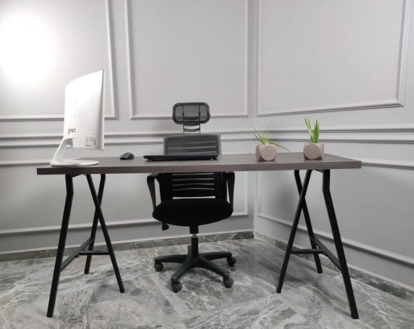 Dekoratif Çalışma Masası Ofis Ve Büro Laptop Bilgisayar Masası Metal - 3