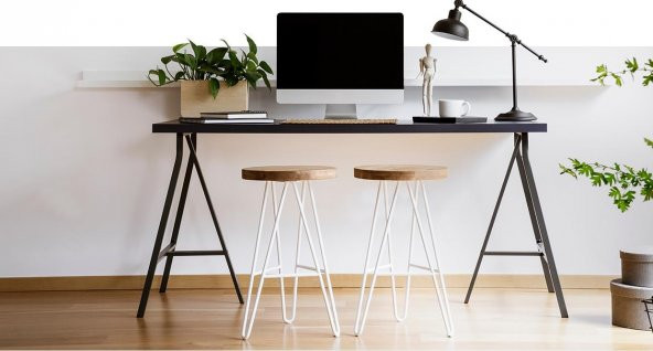 Dekoratif Çalışma Masası Ofis Ve Büro Laptop Bilgisayar Masası Metal - 4
