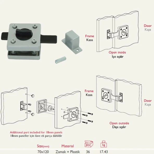 Gürçay Wc ve Soyunma Kabini Kapı Kilidi 25.657 - Resim 2
