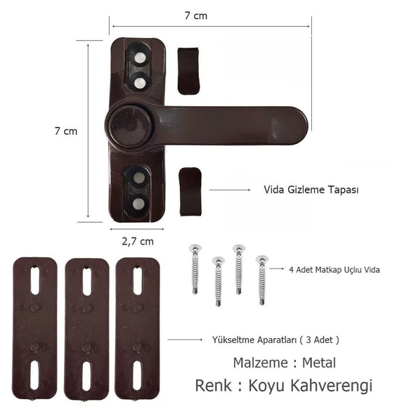 YT Pencere Kapı Emniyet Mandalı Kilit Düğmeli - 4