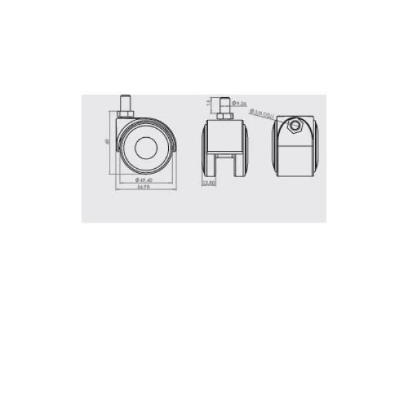 Mobilya Tekeri Döner Plastik H51mm Geçme 18mm - 2