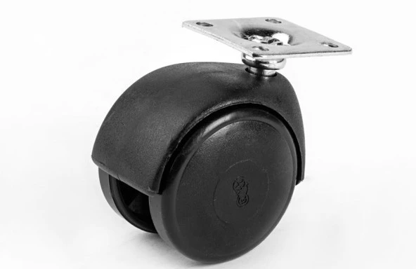 Mobilya Tekeri Döner Plastik H65mm Büyük Tablalı Siyah