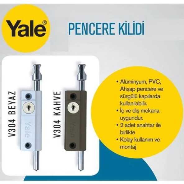 Yale V304 Pencere Kapı Emniyet Kilidi Beyaz