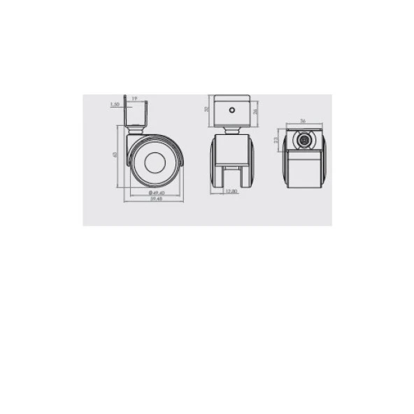 Gürçay Mobilya Tekeri Plastik H64mm 18mme Geçme (4 Adet) - Resim 3