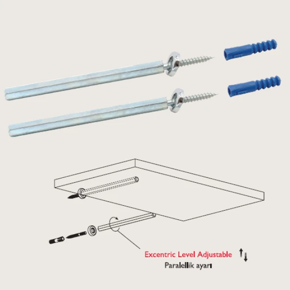 Gizli Raf Bağlantı Çubuğu 10*140mm (2 Adet) - 2