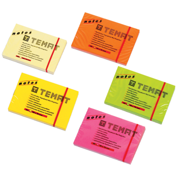 Temat Yapışkanlı Not Kağıt 50x75 MM Fosforlu Pembe 11609 - Resim 2