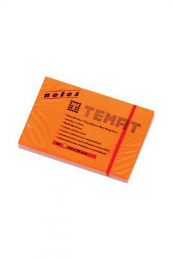 Temat Yapışkanlı Not Kağıdı Fosforlu Turuncu 50x75 MM 11579