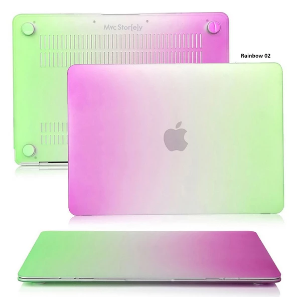 Macbook Air Kılıf 13 inç Rainbow (Eski USB'li Model 2010-2017) A1369 A1466 ile Uyumlu - 4