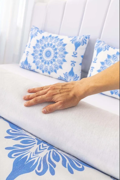 Rivaİstanbul Alaçatı Mavi Çift Kişilik Nevresim Takımı Pamuklu - Resim 5