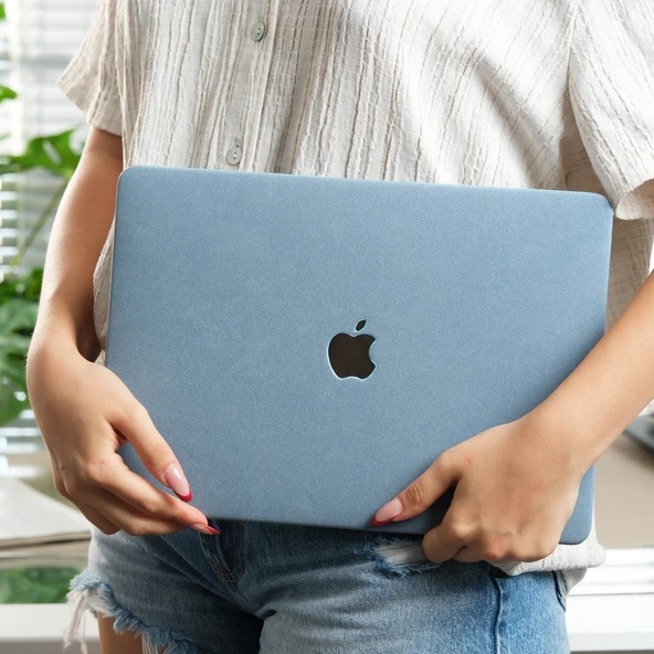 MacBook Pro 13 Kılıf Süet Dokulu Kadife Soft Touch Sert Hard Case USB-C Darbe Çizilme Koruma - Resim 5