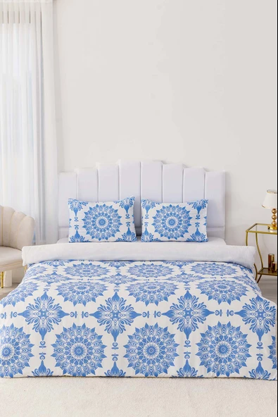 Rivaİstanbul Alaçatı Mavi Çift Kişilik Nevresim Takımı Pamuklu - Resim 3