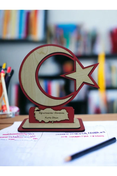 Öğretmenler gününe özel Türk Bayraklı masaüstü plaket - 2
