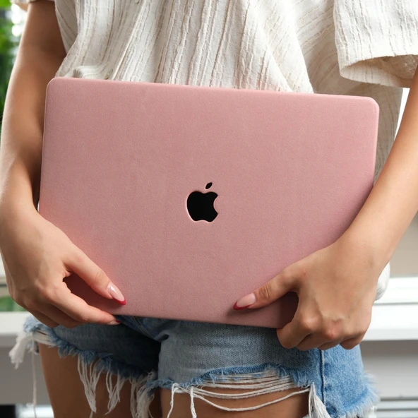 MacBook Pro 13 Kılıf Süet Dokulu Kadife Soft Touch Sert Hard Case USB-C Darbe Çizilme Koruma - Resim 9