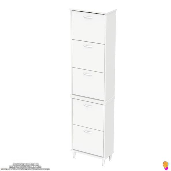 Modilayn VARBİ UMAY' 2 Li Kapı Önü 52x205x26 cm’ lik 5 Düşer Kapak 10 Göz Bölmeli Ayakkabılık - 7