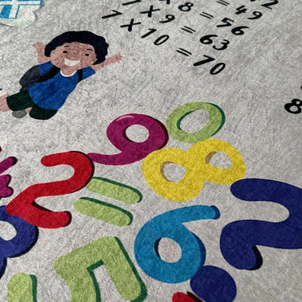 Çocuk Bebek Halısı Çarpım Tablosu eğitici oyun Halısı Gri Halı Yıkanabilir Kaymaz Taban - 4