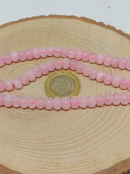 Pembe Kuvars Taşı Rondela Kesim 5x8mm Dizi (54316) - Resim 3