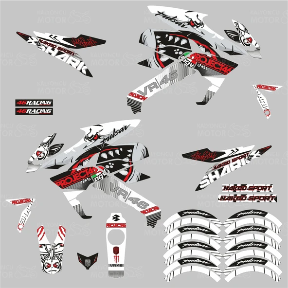 Bajaj Pulsar 200 NS Rossi Sticker Set Beyaz - 2
