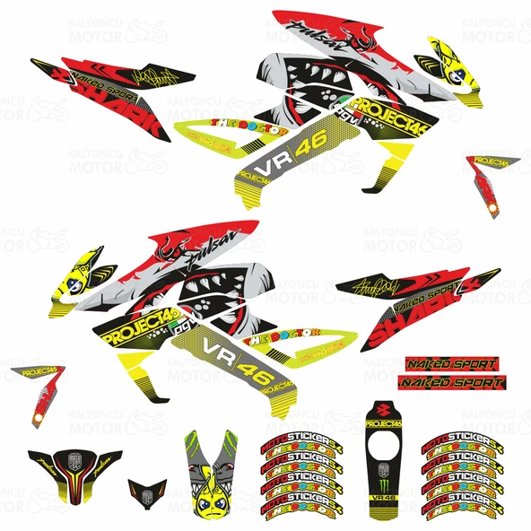 Bajaj Pulsar 200 NS Rossi Sticker Set Sarı - 2