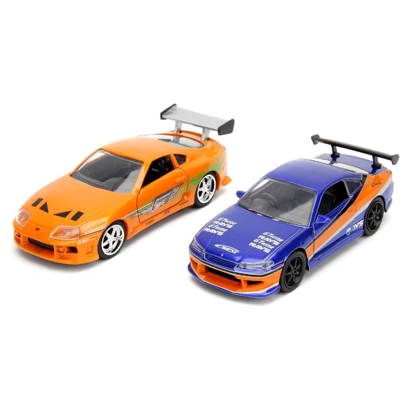 Jada 1:32 Fast & Furious Legacy Series Twin Pack W3/2 Brian's Toyota Supra & 2001 Nissan Silvia S15 ürün görseli 1