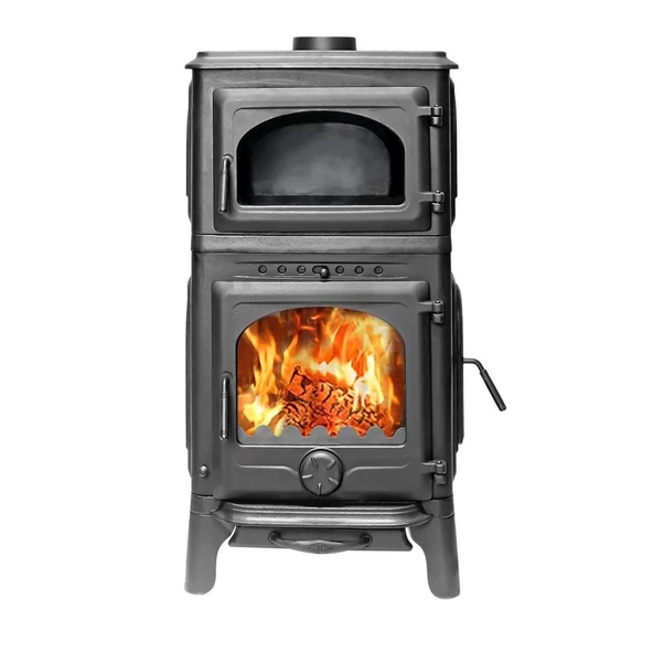 Volkan V-58C Üç Camlı Yan Kapak Fırınlı Döküm Şömine Soba - Resim 3