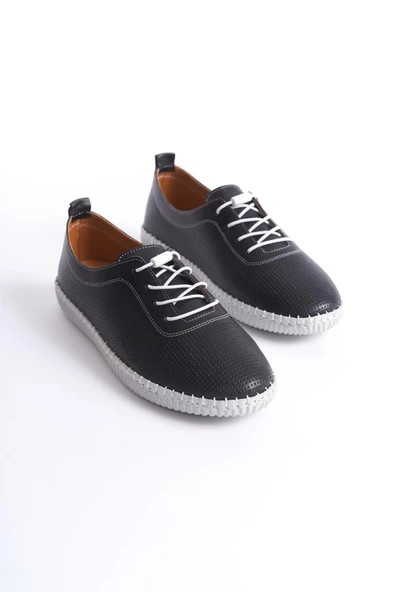 Kadın Hakiki Deri Günlük Ayakkabı Delikli Akıllı Bağcıklı Rahat Taban Kadın Ayakkabı - Resim 4