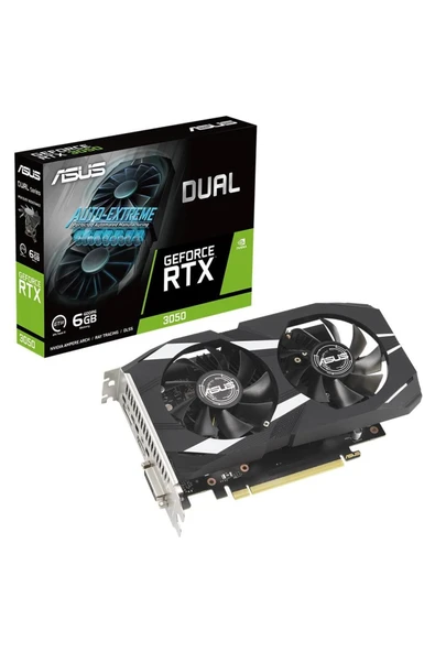 Asus DUAL-RTX3050-O6G NVIDIA GEFORCE RTX 3050 6G 6GB GDDR6 96bit 1537MHz OC DVI HDMI DP EKRAN KARTI