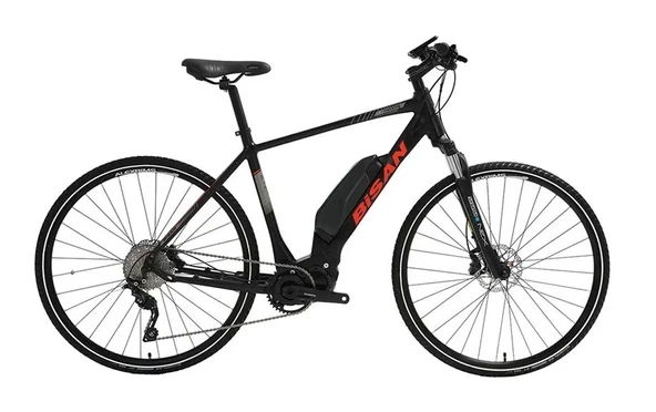 BİSAN E-TREKKING ELEKTRİKLİ ERKEK ŞEHİR BİSİKLETİ 50CM HD 28 JANT 10 VİTES MAT SİYAH KIRMIZI ürün görseli 1