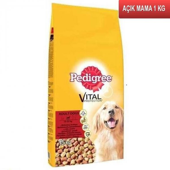 Pedigree Biftekli Ve Kümes Hayvanlı Yetişkin Köpek Maması 1 Kg AÇIK