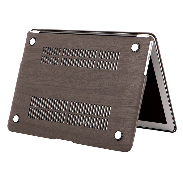 MacBook Pro 13 Kilif Wood Grain Ahsap Dokulu Sert Hard Case USB C Donusturucu Dahil - Resim 5