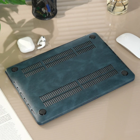 PTTAVM: MacBook Pro 13 Deri Kaplama Hard Shell Kılıf Sert Kapak