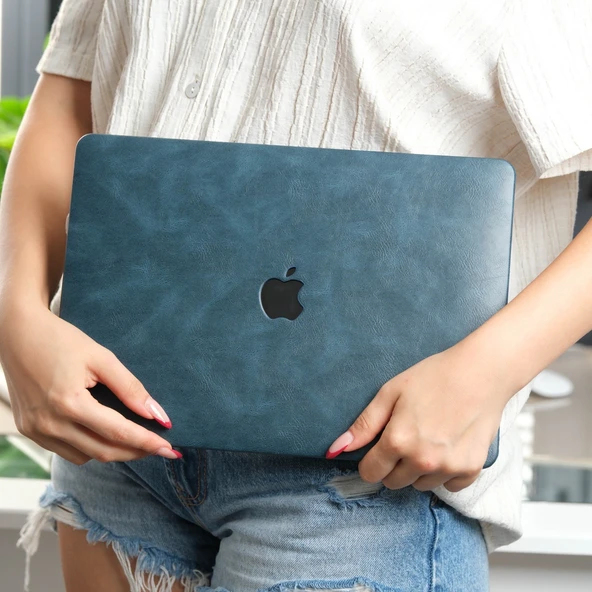 PTTAVM: MacBook Pro 13 Deri Kaplama Hard Shell Kılıf Sert Kapak