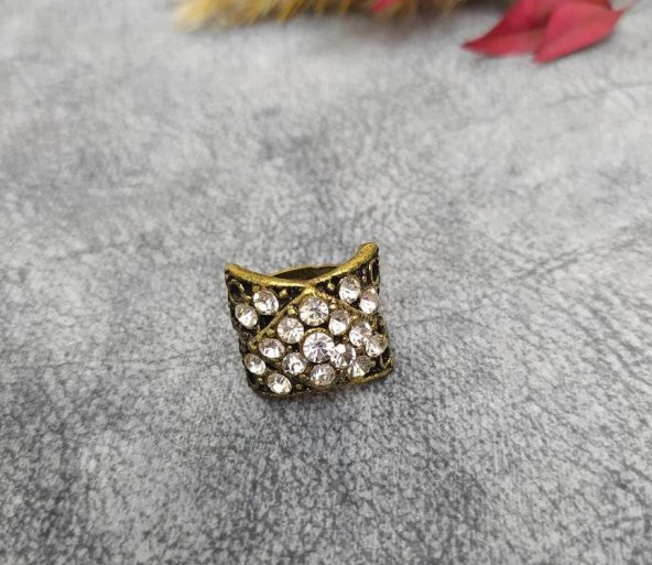 Hdmarketim Swaroski Taşlı Otantik Tasarım Kadın Yüzük Gold Renk ürün görseli
