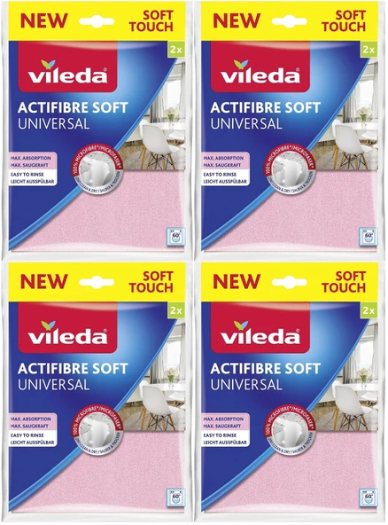 Vileda Actifibre Soft Universal New Soft Touch (Paket içi 2 Li) (4 Lü Set)