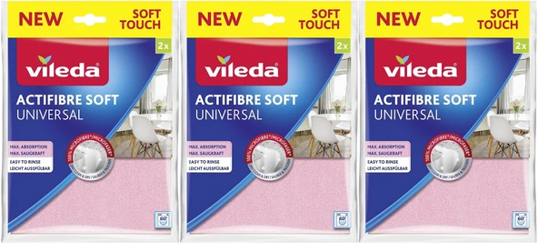 Vileda Actifibre Soft Universal New Soft Touch (Paket içi 2 Li) (3 Lü Set)