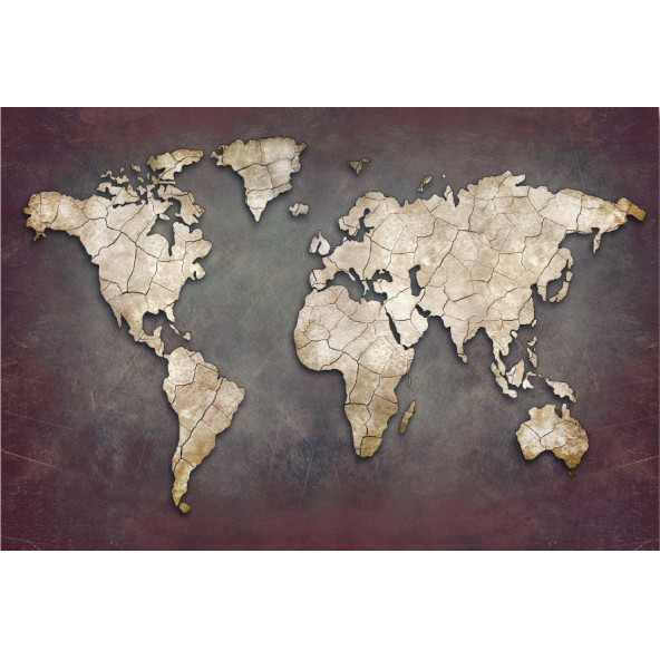 Dünya Haritası Dekoratif Kanvas Tablo