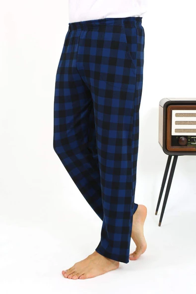 Akbeniz Erkek Ekoseli Desen Penye Tek Alt Pijama 27540 Siyah - 12