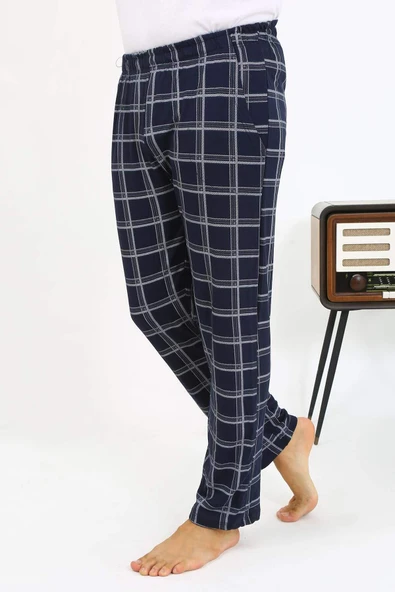 Akbeniz Erkek Ekoseli Desen Penye Tek Alt Pijama 27540 Lacivert - 6