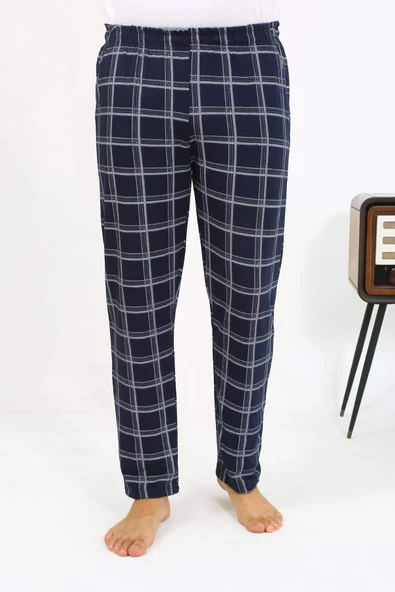 Akbeniz Erkek Ekoseli Desen Penye Tek Alt Pijama 27540 Lacivert - 11