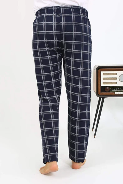Akbeniz Erkek Ekoseli Desen Penye Tek Alt Pijama 27540 Lacivert - 10