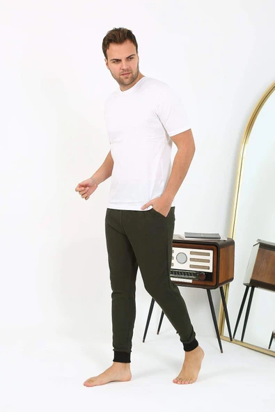 Akbeniz Erkek Pamuk Tek Alt Pijama Haki 27551 - 8