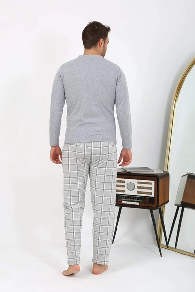 Akbeniz Erkek Uzun Kol Penye Gri Pijama Takımı 6861 - 11
