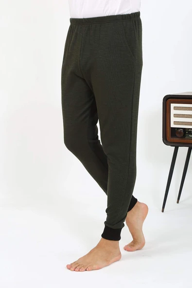Akbeniz Erkek Pamuk Tek Alt Pijama Haki 27551 - 9