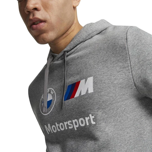Puma BMW MMS ESS Hoodie Fleece Medium Gray He Erkek Sweatshirt - 3