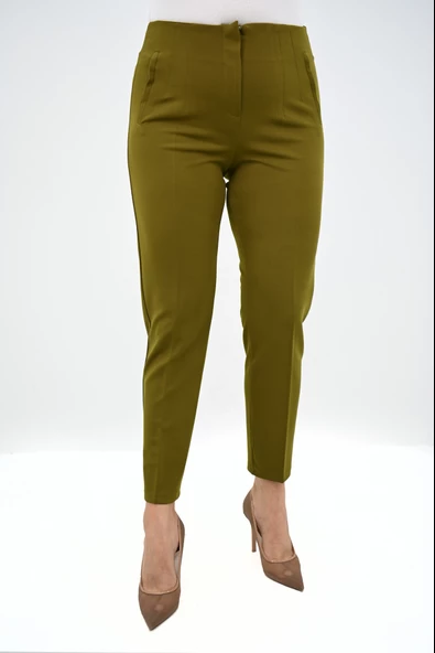 Kadın Büyük Beden Yüksek Bel Esnek Klasik Pantolon 6311-25 - 8