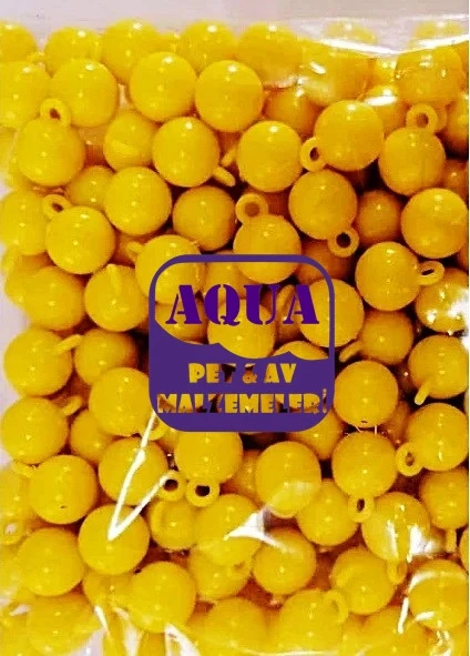 Sazan Boncuğu 8 mm Kulplu Sarı 100 Adet Plastik Dip Balıkçı Boncuk - 2
