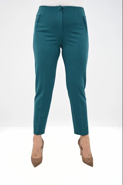 Kadın Büyük Beden Yüksek Bel Esnek Klasik Pantolon 6311-25 - 4