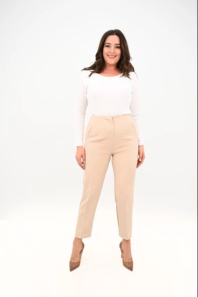 Kadın Büyük Beden Yüksek Bel Klasik Pantolon 6302-25 - 8